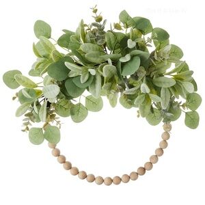 Harvest Sage & Lamb's Ear Beaded 20” Wreath with Foliage NWT